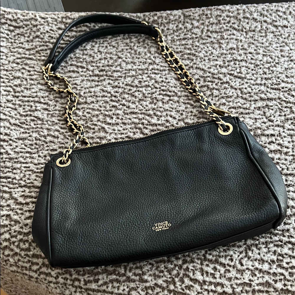 Vince Camuto Black Shoulder Bag with Gold Chain